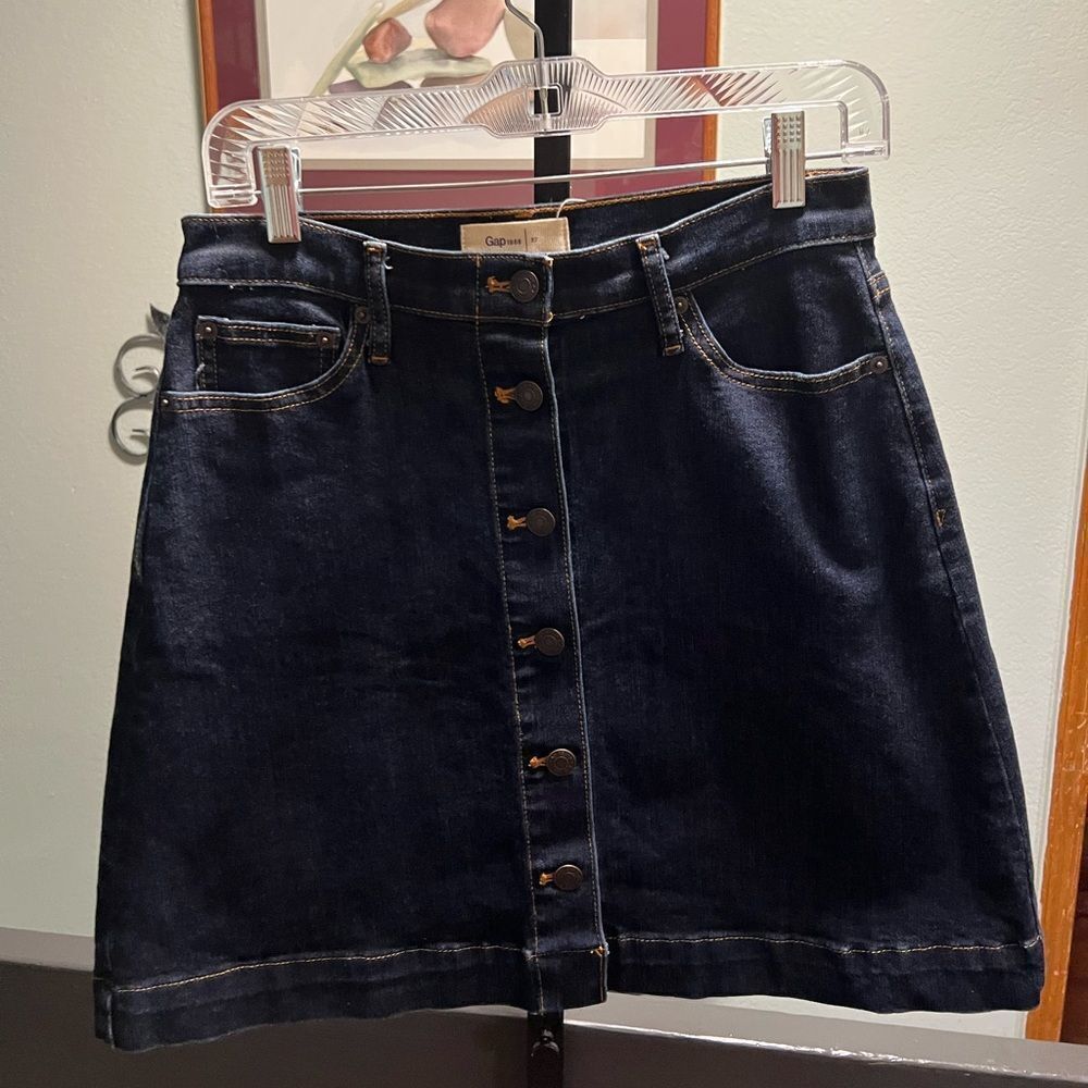 GAP Dark Blue Button-Down Mini Skirt NWOT #DO186